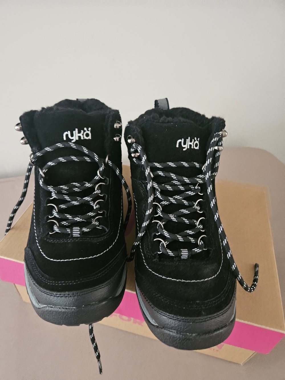 Ryka Women's Black Fleece-Lined Hiking Sneakers
